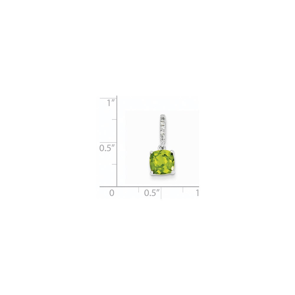 14K Weißgold Anhänger mit echtem Diamant und Peridot