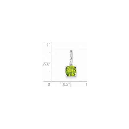 14K Weißgold Anhänger mit echtem Diamant und Peridot