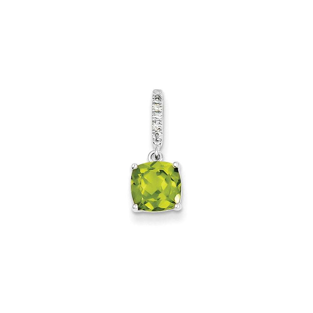 14K Weißgold Anhänger mit echtem Diamant und Peridot