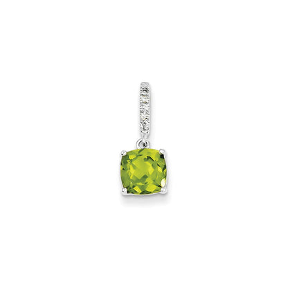 14K Weißgold Anhänger mit echtem Diamant und Peridot