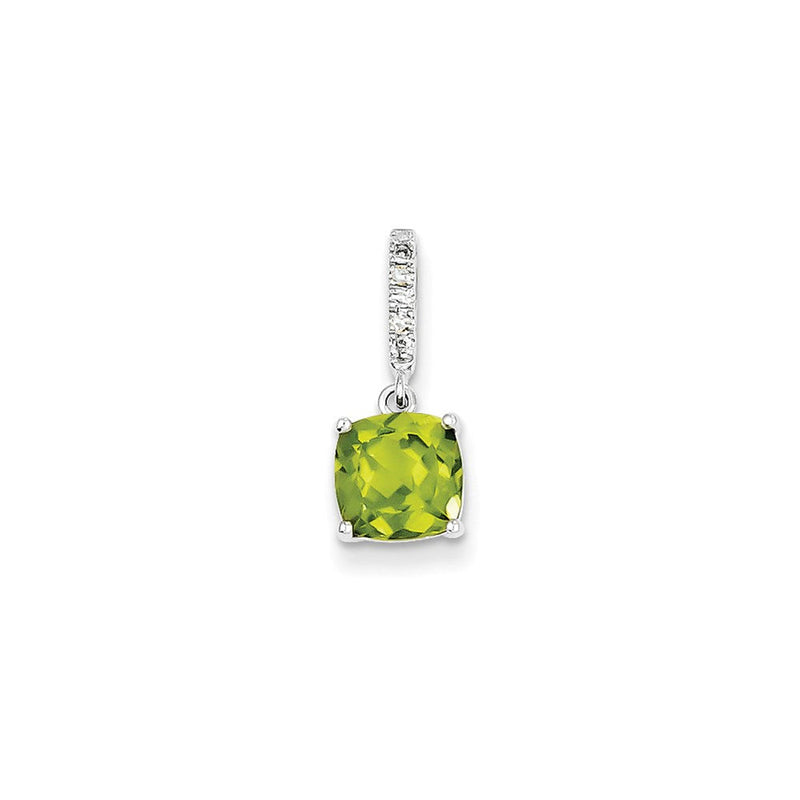 14K Weißgold Anhänger mit echtem Diamant und Peridot