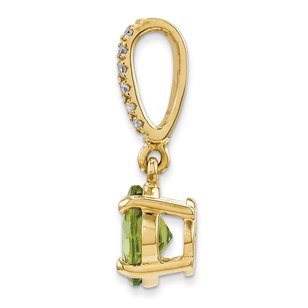 14K Gelbgold Anhänger mit echtem Diamant und Peridot