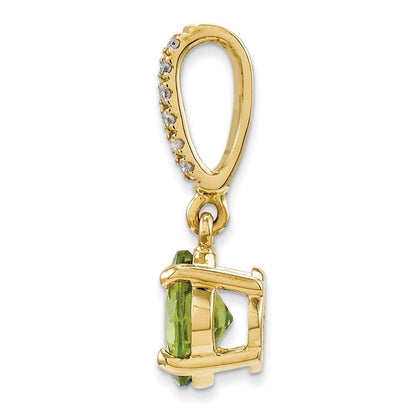 14K Gelbgold Anhänger mit echtem Diamant und Peridot