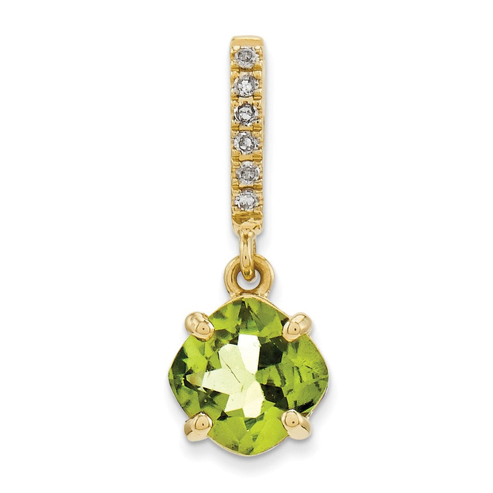 14K Gelbgold Anhänger mit echtem Diamant und Peridot