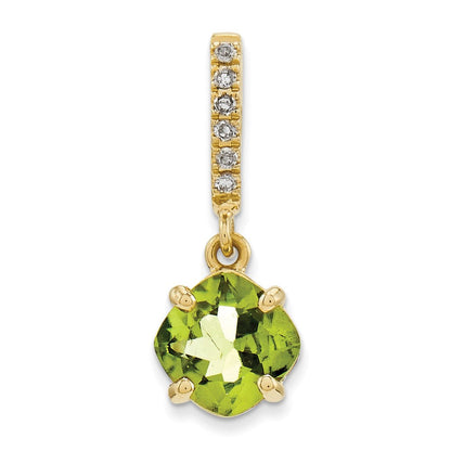 14K Gelbgold Anhänger mit echtem Diamant und Peridot