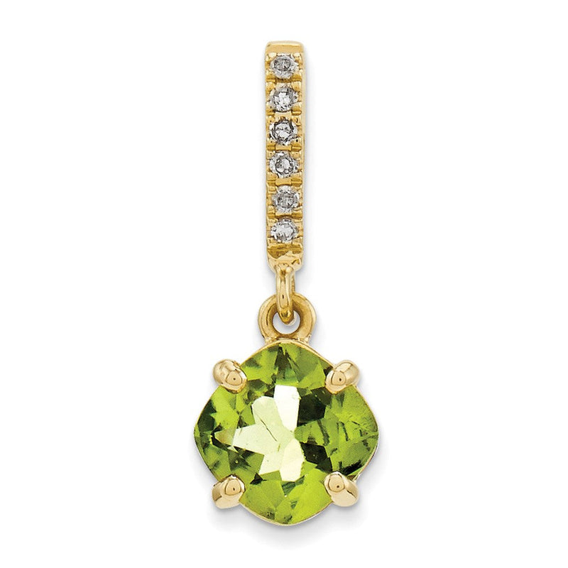 14K Gelbgold Anhänger mit echtem Diamant und Peridot