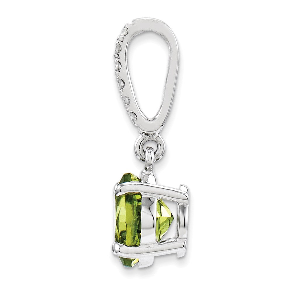 14K Weißgold Anhänger mit echtem Diamant und Peridot
