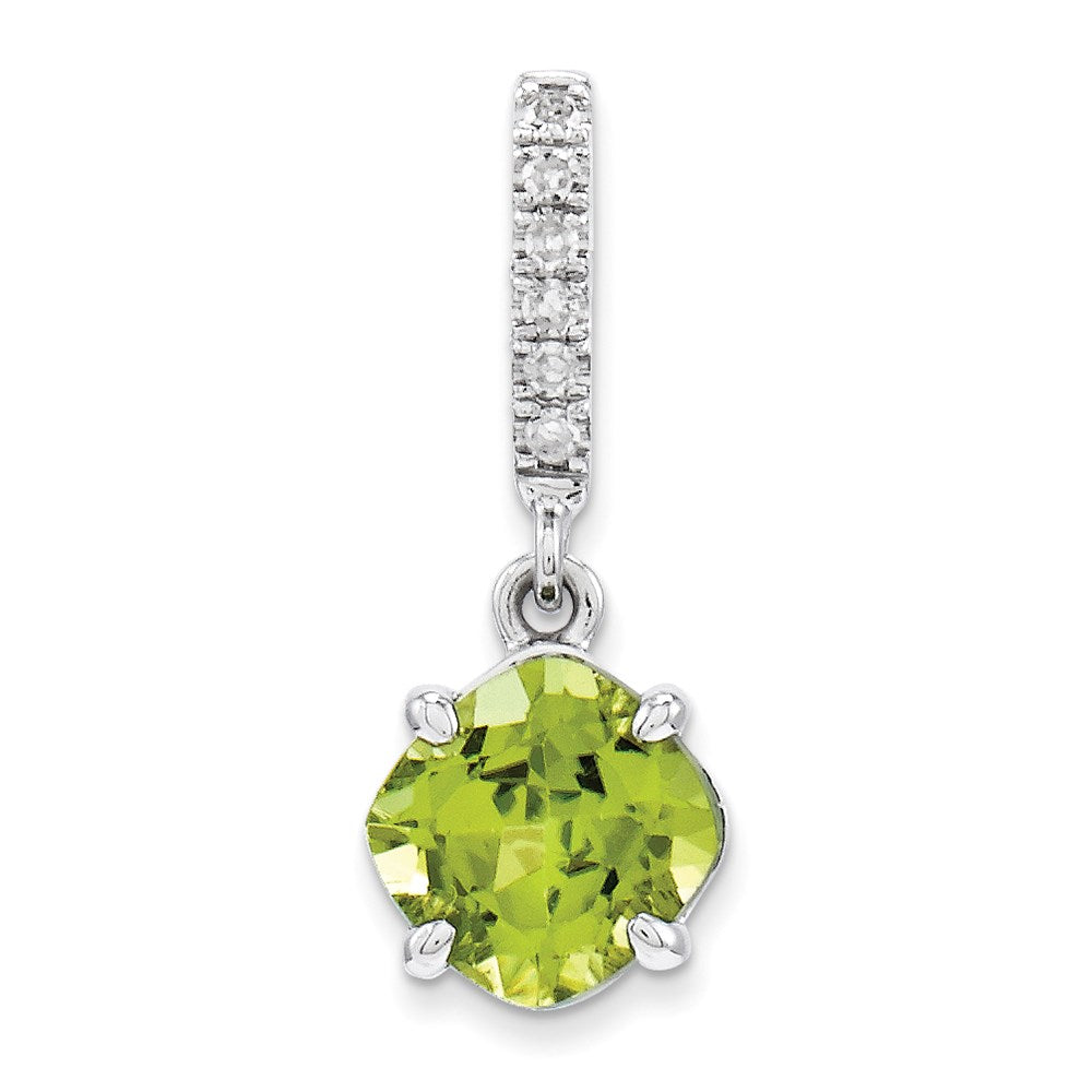 14K Weißgold Anhänger mit echtem Diamant und Peridot
