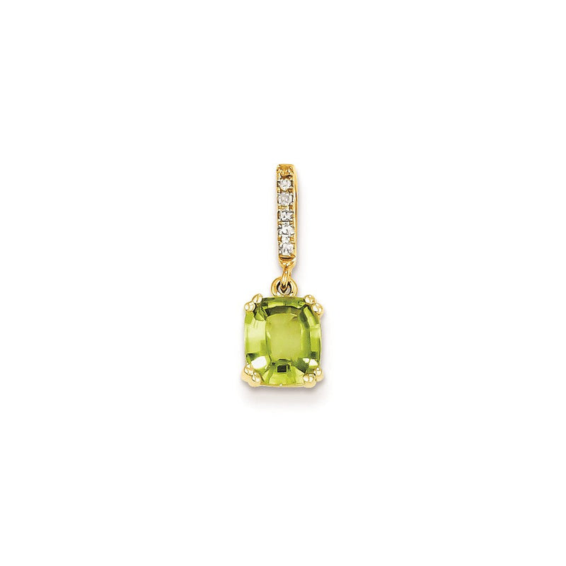 14K Gelbgold Anhänger mit echten Diamanten und Peridot