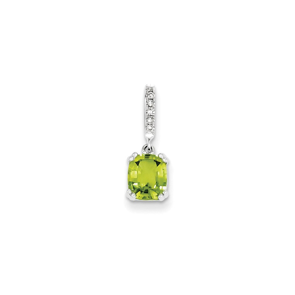 14K Weißgold Anhänger mit echtem Diamant und Peridot