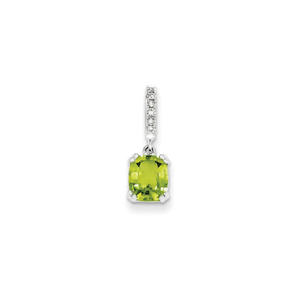 14K Weißgold Anhänger mit echtem Diamant und Peridot