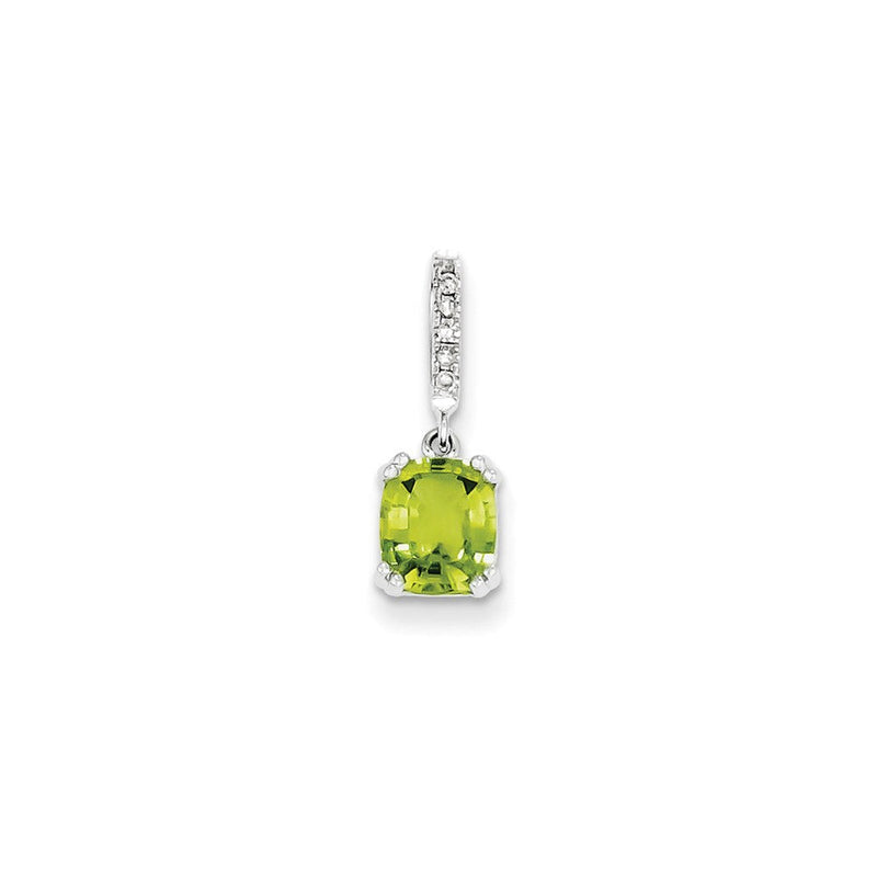14K Weißgold Anhänger mit echtem Diamant und Peridot
