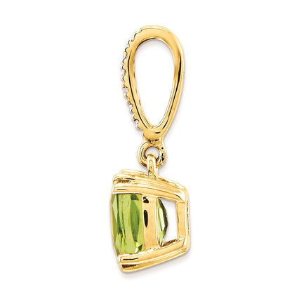 14K Gelbgold Anhänger mit echten Diamanten und Peridot