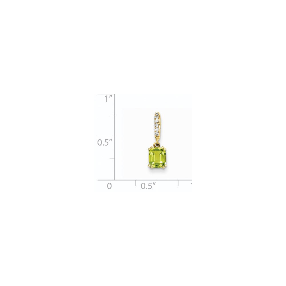 14K Gelbgold Anhänger mit echten Diamanten und Peridot