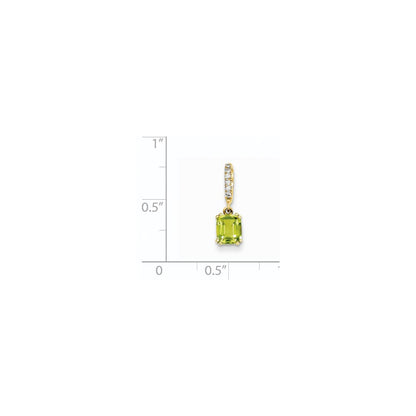14K Gelbgold Anhänger mit echten Diamanten und Peridot