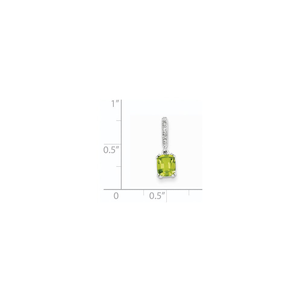 14K Weißgold Anhänger mit echtem Diamant und Peridot