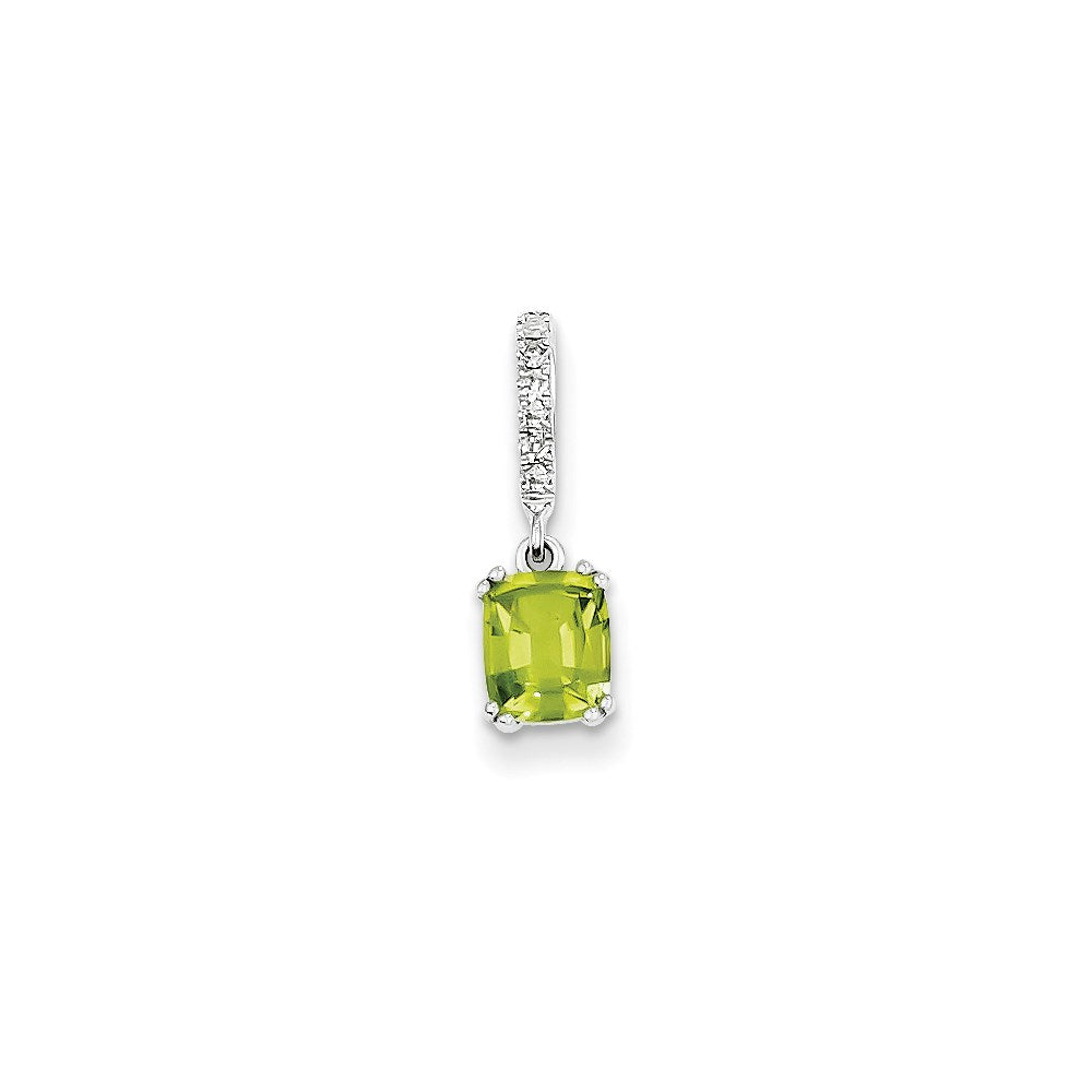 14K Weißgold Anhänger mit echtem Diamant und Peridot