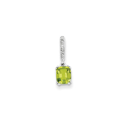 14K Weißgold Anhänger mit echtem Diamant und Peridot