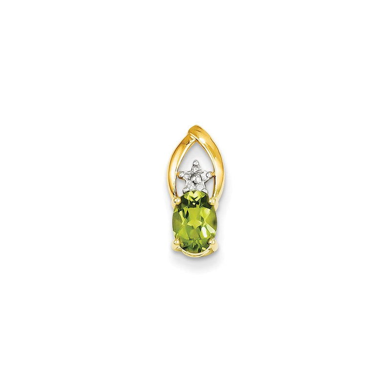 14K Gelbgold Anhänger, oval, mit echten Diamanten und Peridot