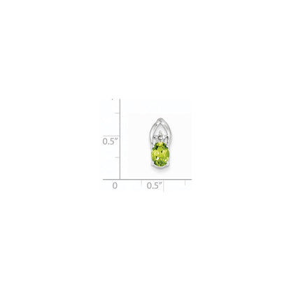 14K Weißgold Anhänger, oval, mit echten Diamanten und Peridot