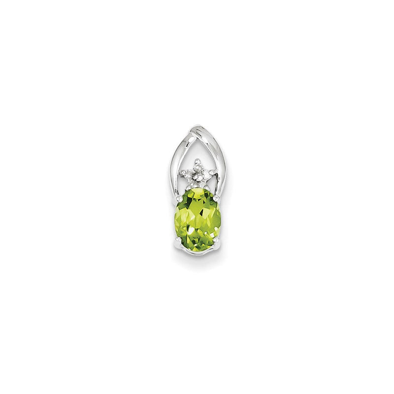 14K Weißgold Anhänger, oval, mit echten Diamanten und Peridot