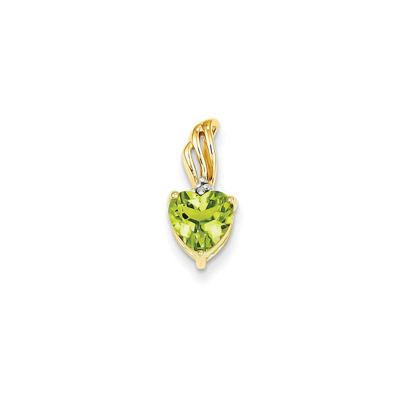 14K Gelbgold Herzanhänger mit echtem Diamant und Peridot