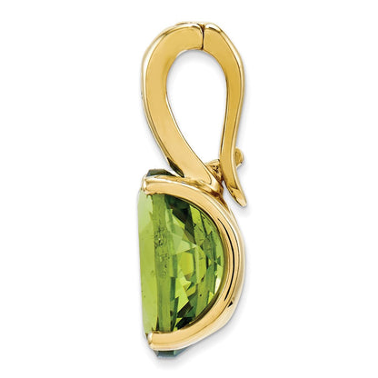 14K Gelbgold Anhänger, oval, mit echten Diamanten und Peridot