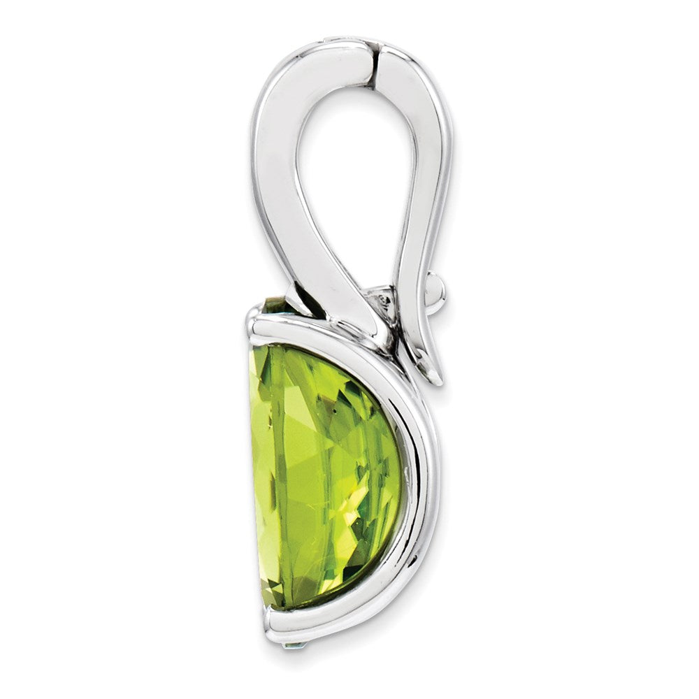 14K Weißgold Anhänger, oval, mit Diamant und Peridot