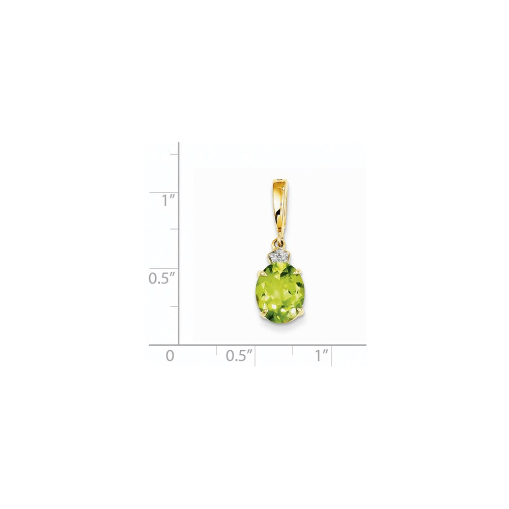 14K Gelbgold Anhänger, oval, mit echten Diamanten und Peridot