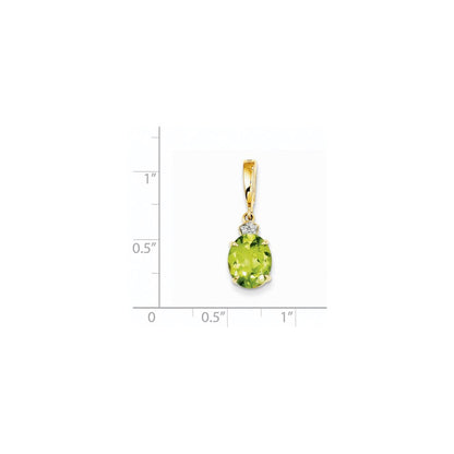 14K Gelbgold Anhänger, oval, mit echten Diamanten und Peridot