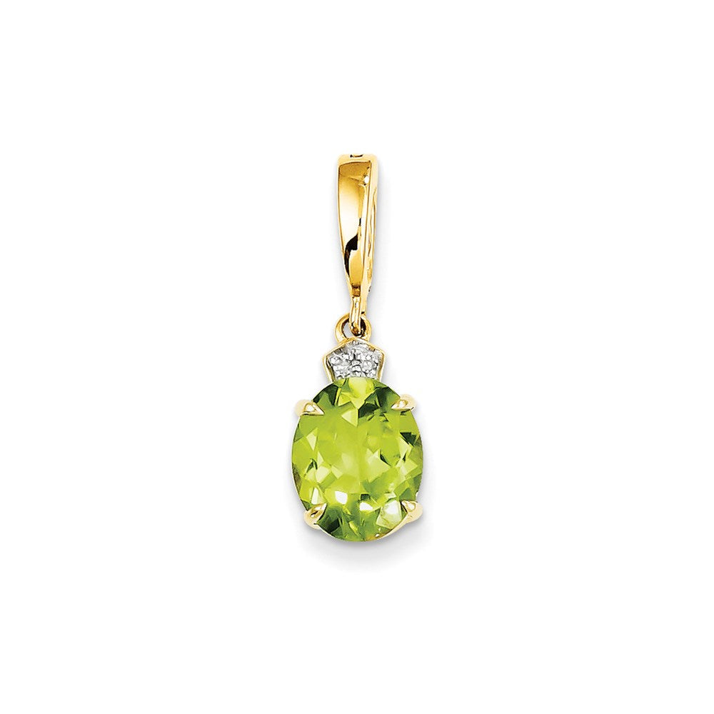 14K Gelbgold Anhänger, oval, mit echten Diamanten und Peridot
