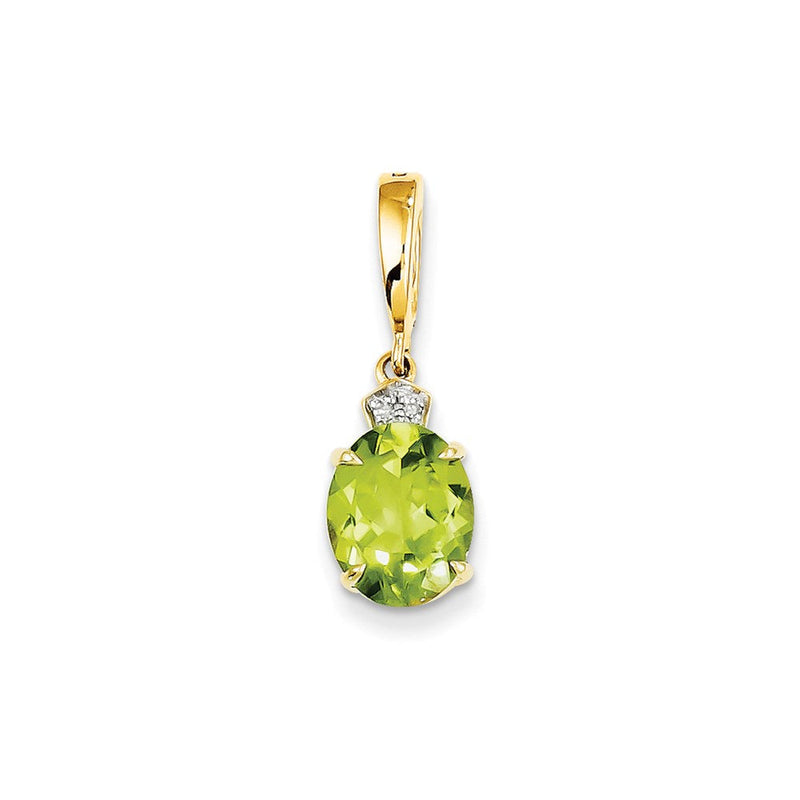14K Gelbgold Anhänger, oval, mit echten Diamanten und Peridot