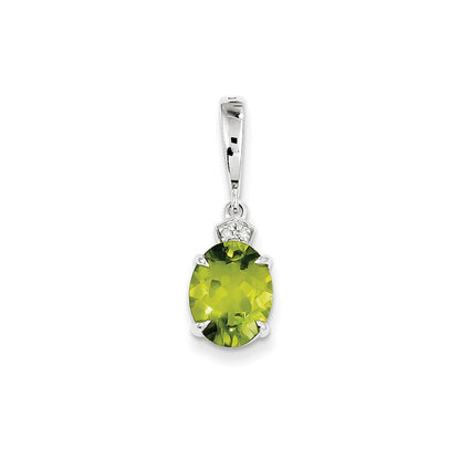 Ovaler Anhänger aus 14K Weißgold mit Echtdiamant und Peridot