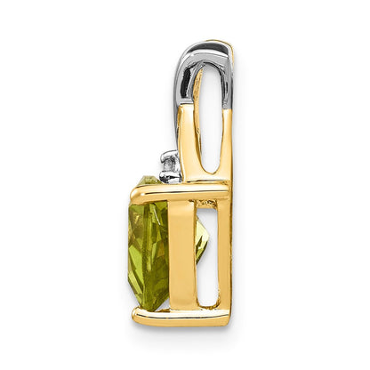 14K Gelbgold Peridot- und Weißtopas-Anhänger im Trillion-Schliff