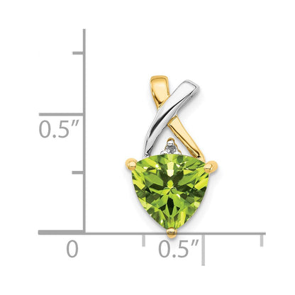 14K Gelbgold Peridot- und Weißtopas-Anhänger im Trillion-Schliff