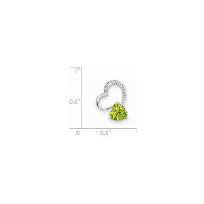 14K Weißgold Herzanhänger mit echtem Diamant und Peridot
