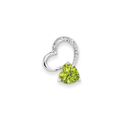 14K Weißgold Herzanhänger mit echtem Diamant und Peridot