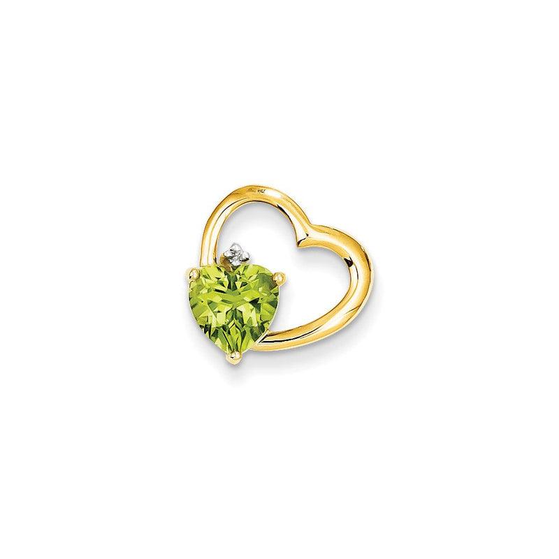 14K Gelbgold Herzanhänger mit echten Diamanten und Peridot