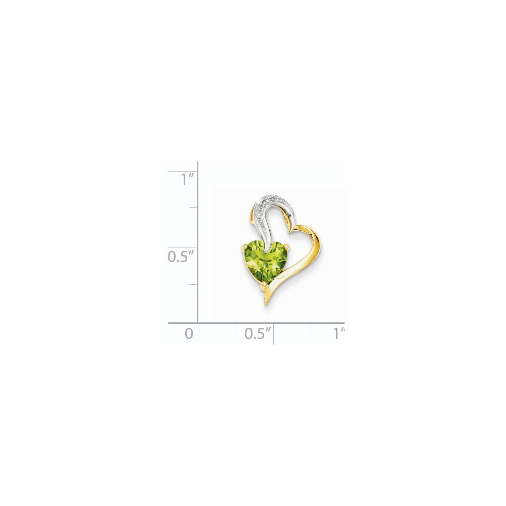 14K Gold Herzanhänger mit Diamant und Peridot