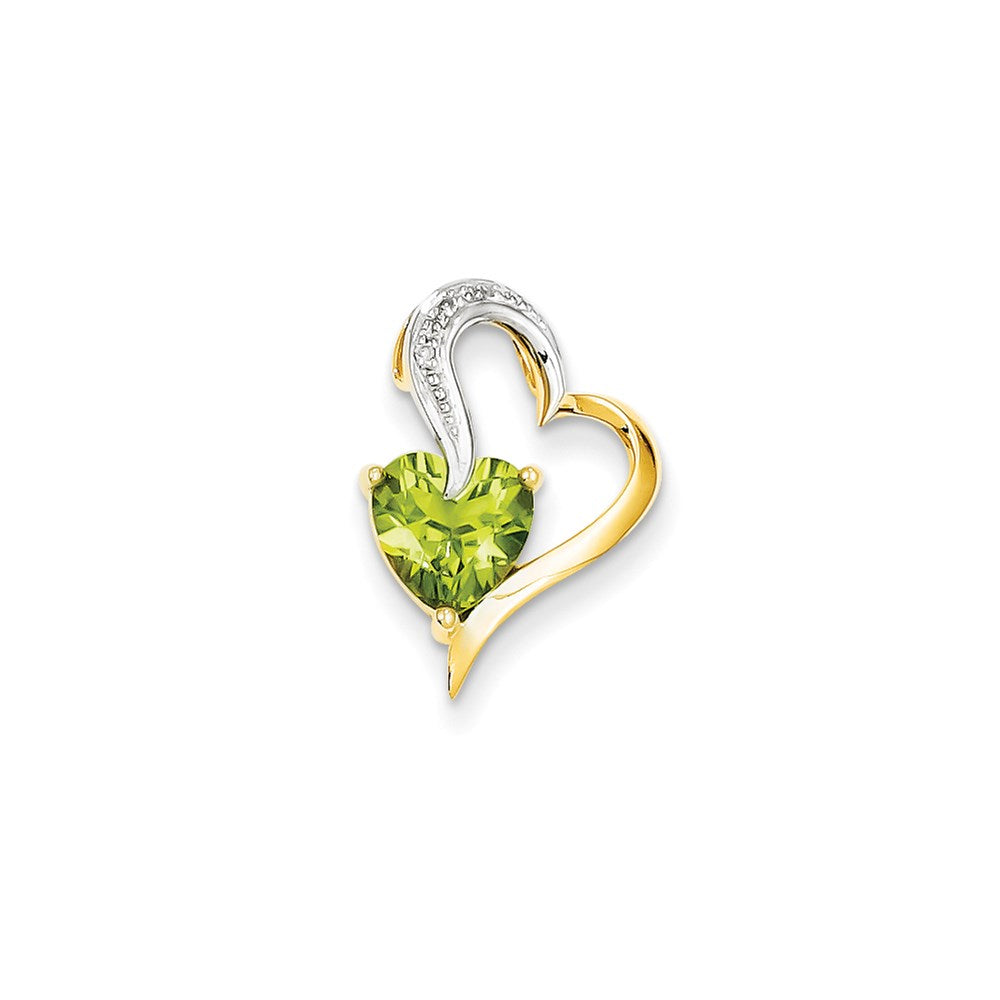 14K Gold Herzanhänger mit Diamant und Peridot
