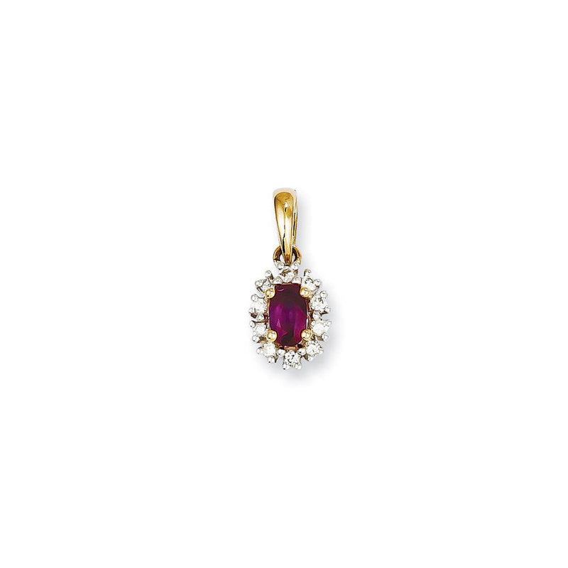 14K Gelbgold & Rhodium Anhänger mit echtem Diamant & Rubin