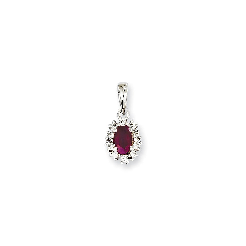 14K Weißgold Anhänger mit echtem Diamant und Rubin