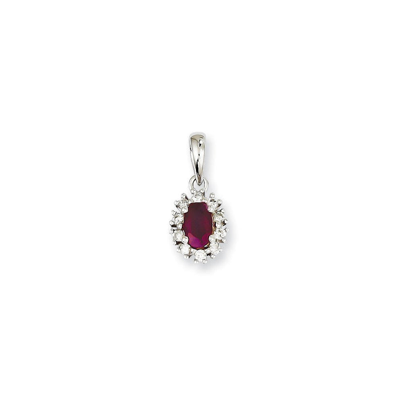 14K Weißgold Anhänger mit echtem Diamant und Rubin