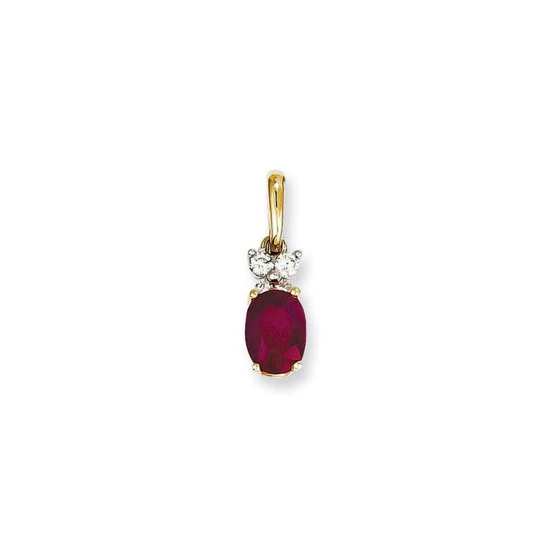 14K Bicolor Gold Anhänger mit echtem Diamant & Rubin