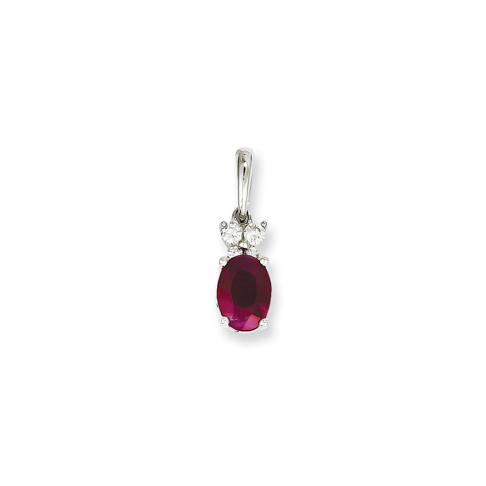 14K Weißgold Anhänger mit echtem Diamant und Rubin