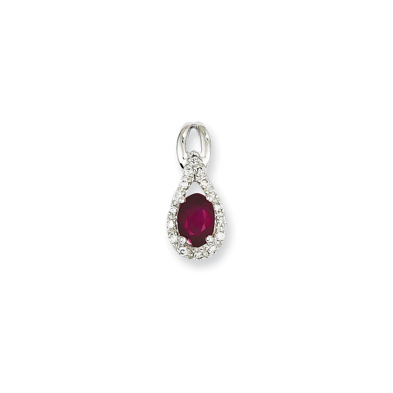 14k Weißgold Anhänger mit echtem Diamant und Rubin