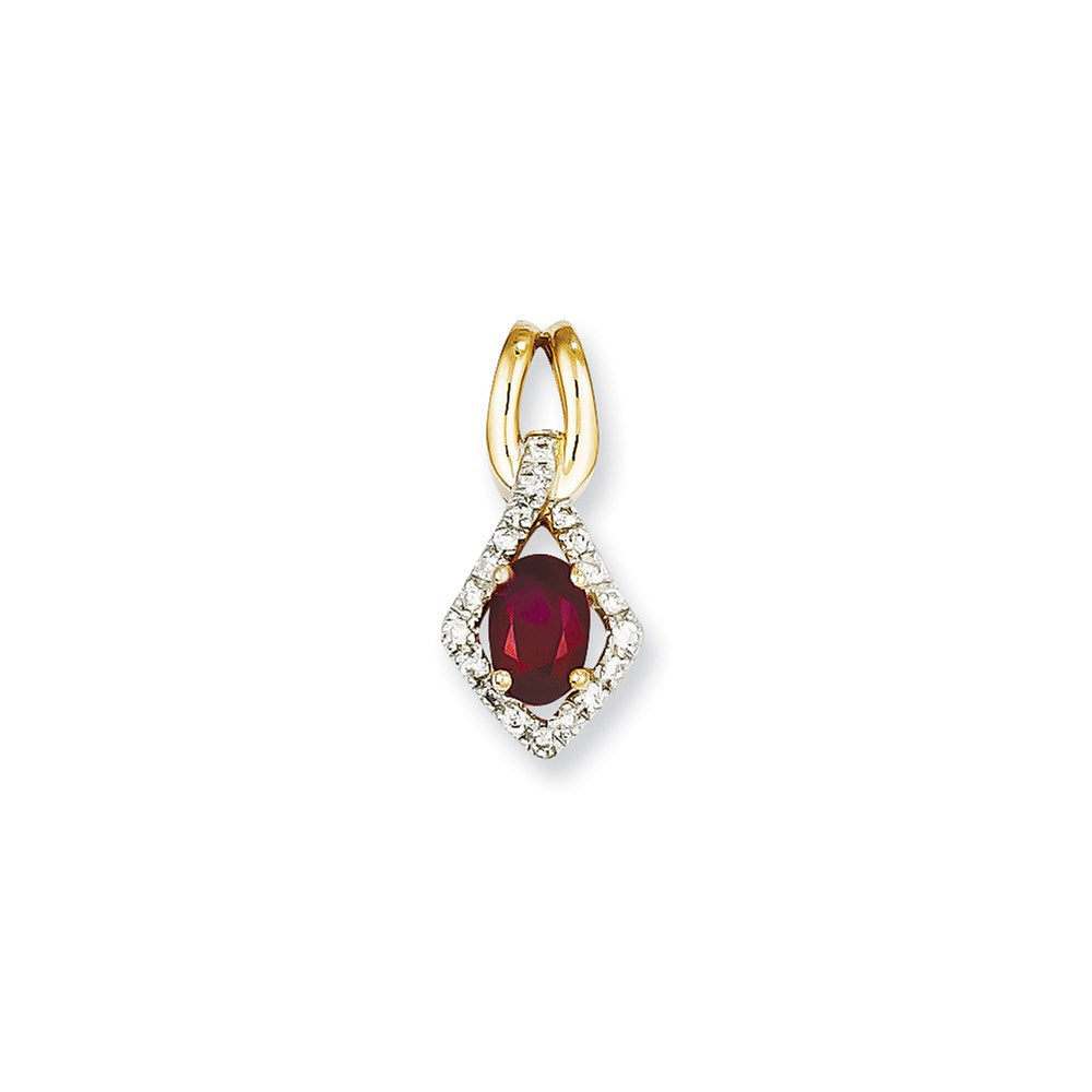 14K Gelbgold Anhänger mit echten Diamanten und Rubin