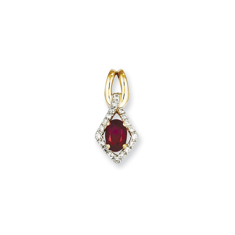 14K Gelbgold Anhänger mit echten Diamanten und Rubin