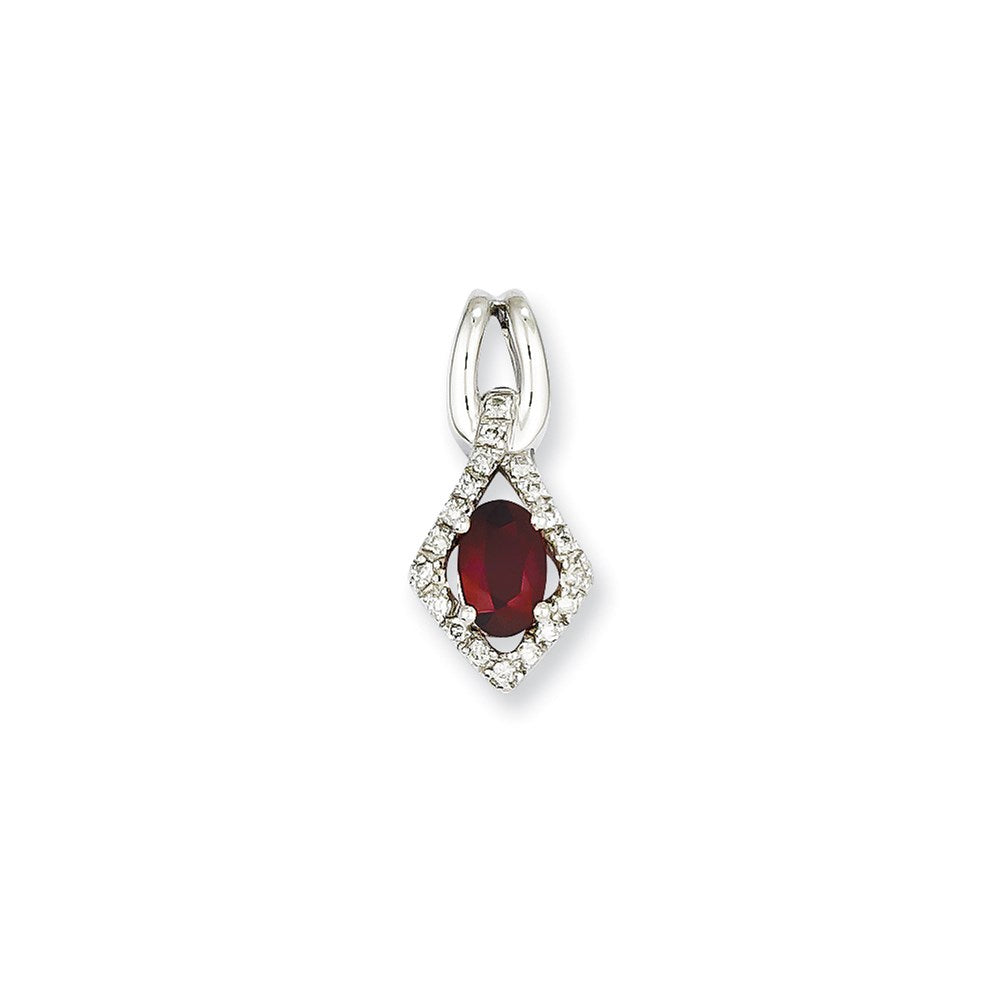 14K Weißgold Anhänger mit echtem Diamant und Rubin