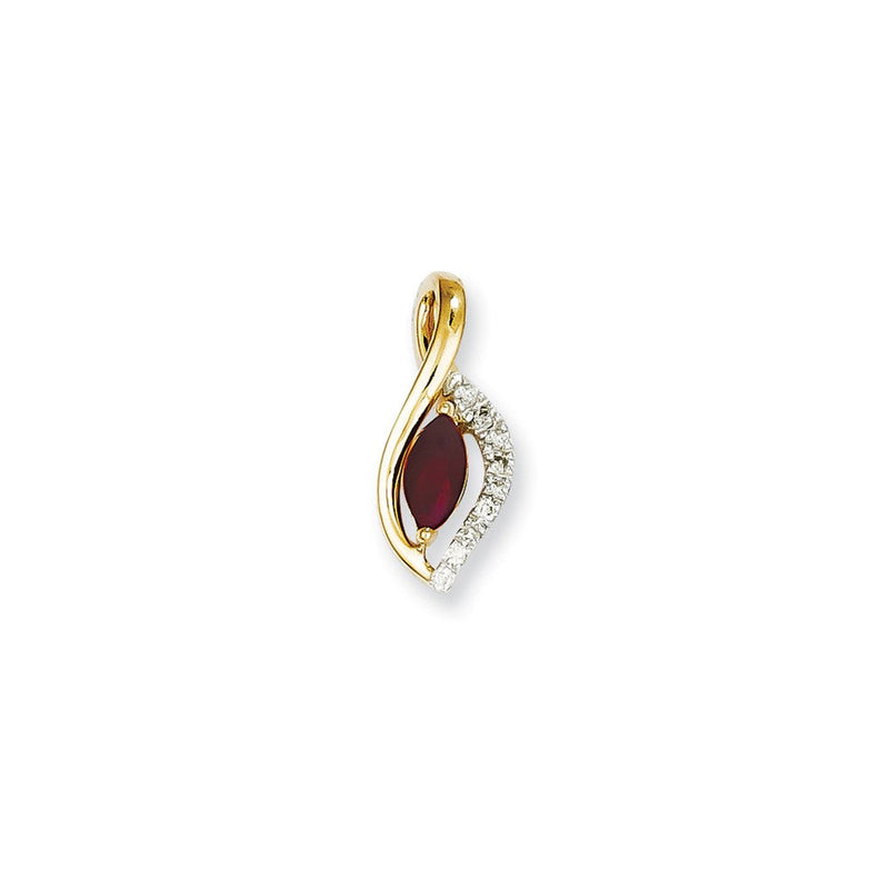 14K Gelbgold Anhänger mit echtem Diamant und Rubin